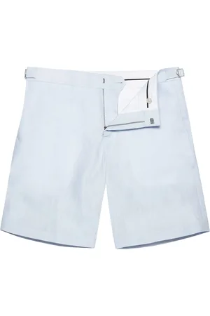 Orlebar Brown Korte broeken, Heren, Blauw, W32, Linnen, Linnen shorts met zakken