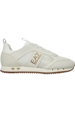 EA7 Schoenen, Heren, Wit, 42 EU, Polyester, Witte/Gouden Sneaker met Adelaarslogo