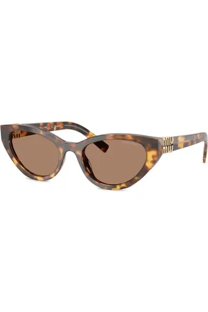 Miu Miu Accessoires, Dames, Bruin, ONE Size, Bruin Schildpad Cat-Eye Zonnebril