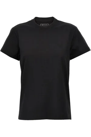 Y-3 Tops, Dames, Zwart, S, Zwarte Regular Fit Korte Mouw Tee