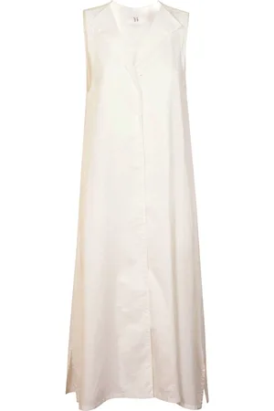 YOHJI YAMAMOTO Kleedjes, Dames, , M, Katoen, Witte Katoenen A-lijn Jurk