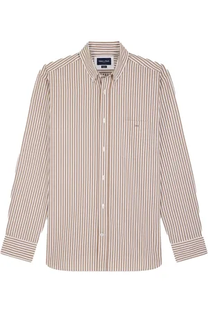 Eden Park Overhemden, Heren, Bruin, 3Xl, Gestreept Poplin Overhemd - Moderne Stijl