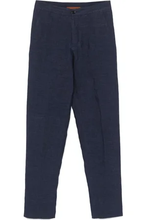 Ermenegildo Zegna Broeken, Heren, Blauw, XL, Linnen, Linnen broek met zij- en achterzakken