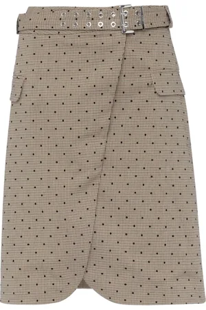 Ganni Rokken, Dames, Bruin, M, Geruite Rok Tijgeroog
