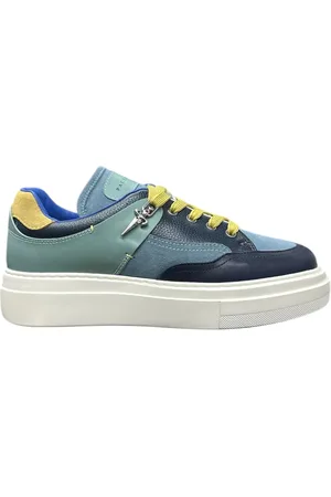 Paciotti Schoenen, Heren, Blauw, 39 EU, Suède, Multicolor Leren en Suède Sneaker met Metalen Logo