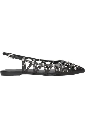 Ash Schoenen, Dames, Zwart, 36 EU, Leer, Studded Leren Cut-Out Puntige Neus Schoenen
