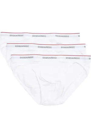 Dsquared2 Ondergoed, Heren, Wit, S, Katoen, Plain Slips 3-Pack met Logo Tailleband