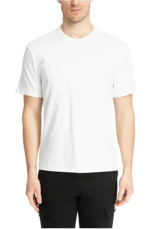 EA7 Tops, Heren, Wit, S, Katoen, Eenvoudig Logo T-shirt