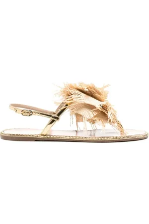 LE SILLA Schoenen, Dames, Geel, 38 EU, Bruine Raffia en Kristal Sandalen