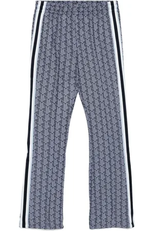 Lacoste Broeken, Dames, Blauw, S, Katoen, Blauwe Gestreepte Wijde Broek