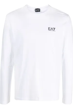 EA7 Tops, Heren, Wit, M, Katoen, Long Sleeve Tops