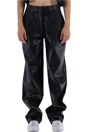 Calvin Klein Broeken, Dames, Zwart, S, Leather Broeken