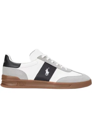Ralph Lauren Schoenen, Heren, Veelkleurig, 43 EU, Leer, Heren sportschoenen wit-zwart-grijs