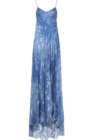 ERMANNO SCERVINO Kleedjes, Dames, Blauw, S, Denim, Blauwe Bloemenjurk voor Speciale Gelegenheden