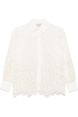 ERMANNO SCERVINO Blouses & Shirts, Dames, , S, Geborduurd Logo Wit Overhemd