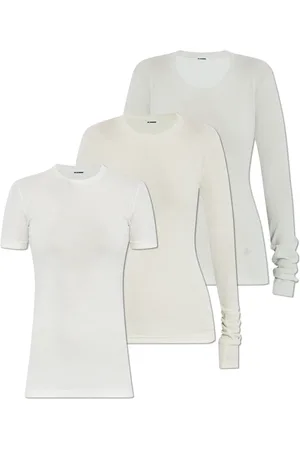 Jil Sander Tops, Dames, Wit, S, Katoen, Driepak T-shirts