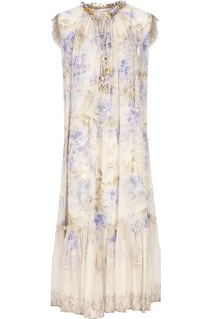 ZIMMERMANN Kleedjes, Dames, Veelkleurig, L, Bloemen V-hals mouwloze jurk
