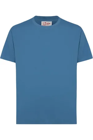 MC2 SAINT BARTH Tops, Heren, Blauw, M, Katoen, Katoenen Jersey Geborduurd T-shirt Dover