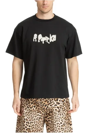 A PAPER KID Tops, Heren, Zwart, S, Katoen, Gestreept Logo T-shirt