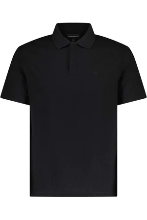 Emporio Armani Tops, Heren, Zwart, L, Elegant Poloshirt met Geborduurd Logo Embleem
