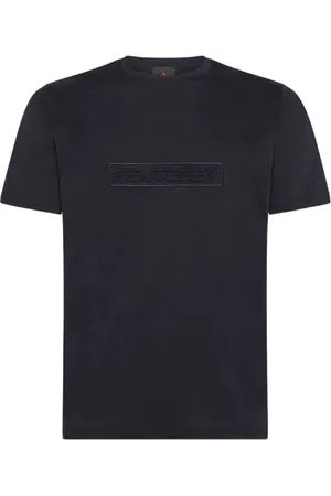 Peuterey Tops, Heren, Blauw, M, Katoen, Blauw Logo T-shirt met Reliëf