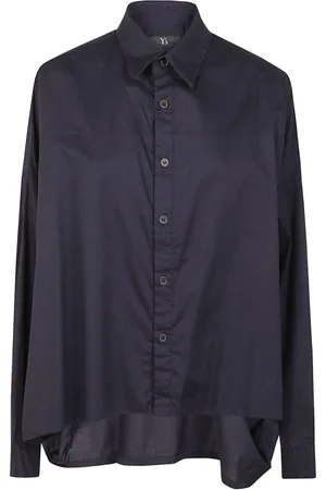 YOHJI YAMAMOTO Blouses & Shirts, Dames, Blauw, M, Katoen, Witte Katoenen Overhemd Knoopsluiting Lange Mouw