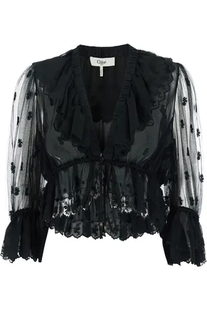 Chloé Blouses & Shirts, Dames, Zwart, S, Polyester, Zwarte Shirts TOP Look 23 Stijlvol