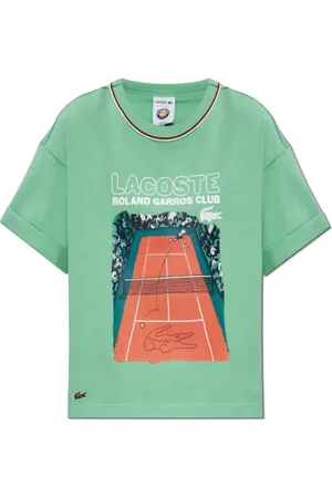 Lacoste Tops, Dames, Groen, S, Katoen, T-shirt met kleurrijke print