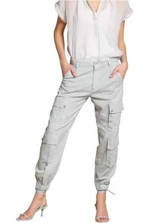 Masons Broeken, Dames, Blauw, 4Xl, Katoen, Cargo broek in curvy fit in hemelsblauw