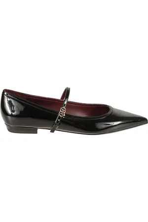 Tory Burch Schoenen, Dames, Zwart, 38 EU, Leer, Zwarte Leren Double T Platte Schoenen