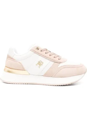 Tommy Hilfiger Schoenen, Dames, Roze, 37 EU, Suède, Leren en suède hardloopsneakers
