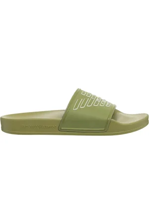 Emporio Armani Schoenen, Heren, Groen, 43 EU, Eenvoudige Slippers voor Stijlvol Comfort