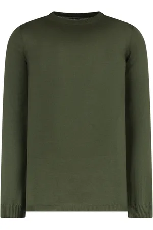 Rick Owens Truien, Heren, Groen, S, Wol, Geribbelde Crew-Neck Wollen Trui