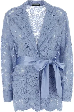 Dolce & Gabbana Jassen, Dames, Blauw, S, Lichtblauwe Kant Pyjama Shirt