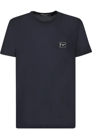 Dolce & Gabbana Tops, Heren, Blauw, M, Katoen, Blauw T-shirt met ronde hals