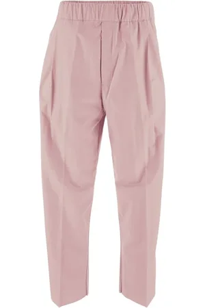LANEUS Broeken, Heren, Roze, S, Katoen, Elastische Taille Poplin Broek