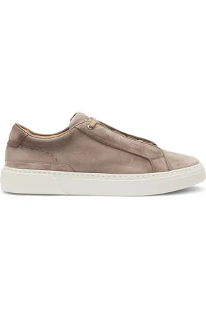 HUGO BOSS Schoenen, Heren, Grijs, 45 EU, Leer, Grijze Leren Rubberen Schoenen