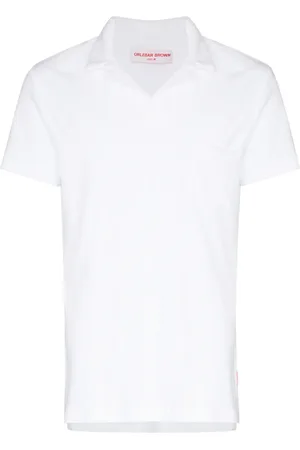 Orlebar Brown Tops, Heren, Wit, M, Katoen, Katoenen Polo Shirt, Knooploos, Gemaakt in Portugal