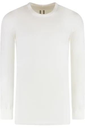 Rick Owens Tops, Heren, Wit, XL, Katoen, Geribbeld Katoenen T-shirt