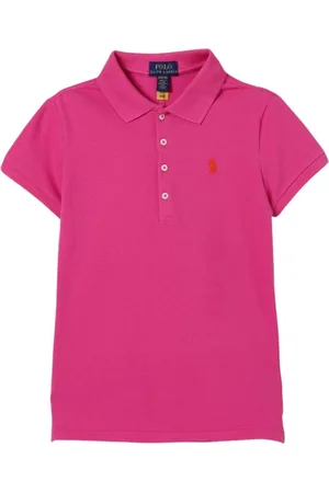 Ralph Lauren Tops, unisex, Roze, M, Kinderen Polo Shirt met Geborduurd Logo