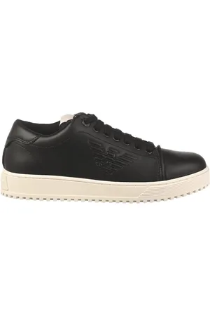 Emporio Armani Schoenen, Heren, Zwart, 41 EU, Leer, Leren Herensneakers - Upgrade je stijl