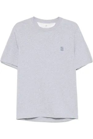 Brunello Cucinelli Tops, Heren, Grijs, M, Katoen, Grijze T-shirt voor mannen