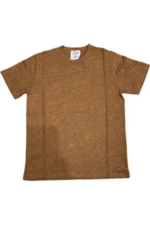 MC2 SAINT BARTH Tops, Heren, Bruin, M, Linnen, Linnen T-shirt