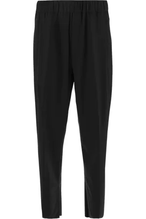 LANEUS Broeken, Heren, Zwart, M, Wol, Wijde wollen broek