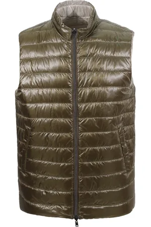 HERNO Jassen, Heren, Groen, XL, Nylon, Groene Ultralight Nylon Reversible Vest