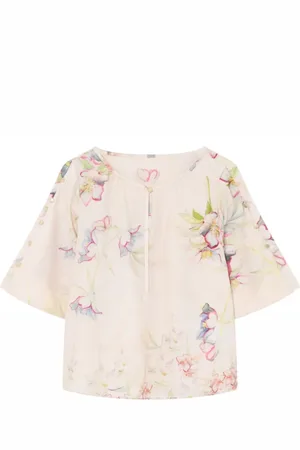 gustav Blouses & Shirts, Dames, Veelkleurig, XL, Linnen, Bloes met wijde mouwen en bloemenprint