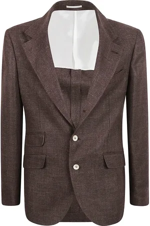 Brunello Cucinelli Jassen, Heren, Bruin, L, Donkerbruine Deconstructed Jas