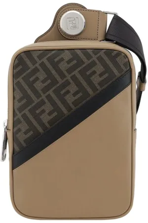 Fendi Tassen, Heren, Bruin, ONE Size, Leer, Een-Schouder Crossbody Tas