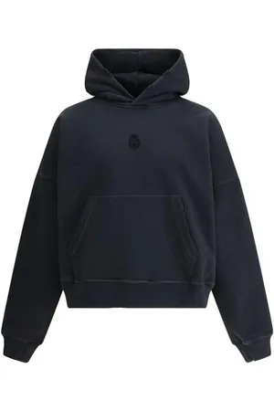 Alexander McQueen Sweatshirts & Hoodies, Heren, Zwart, M, Katoen, Vintage-Style Skull Hoodie met Kangaroo Pocket