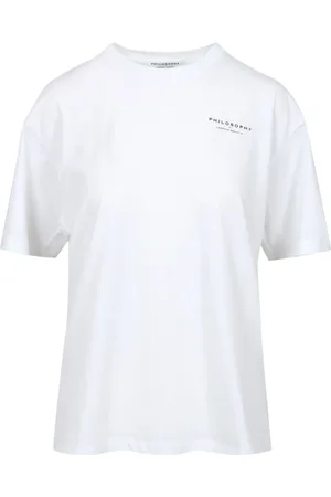 Serafini Tops, Dames, Wit, M, Katoen, Logo Print Crew Neck T-shirts